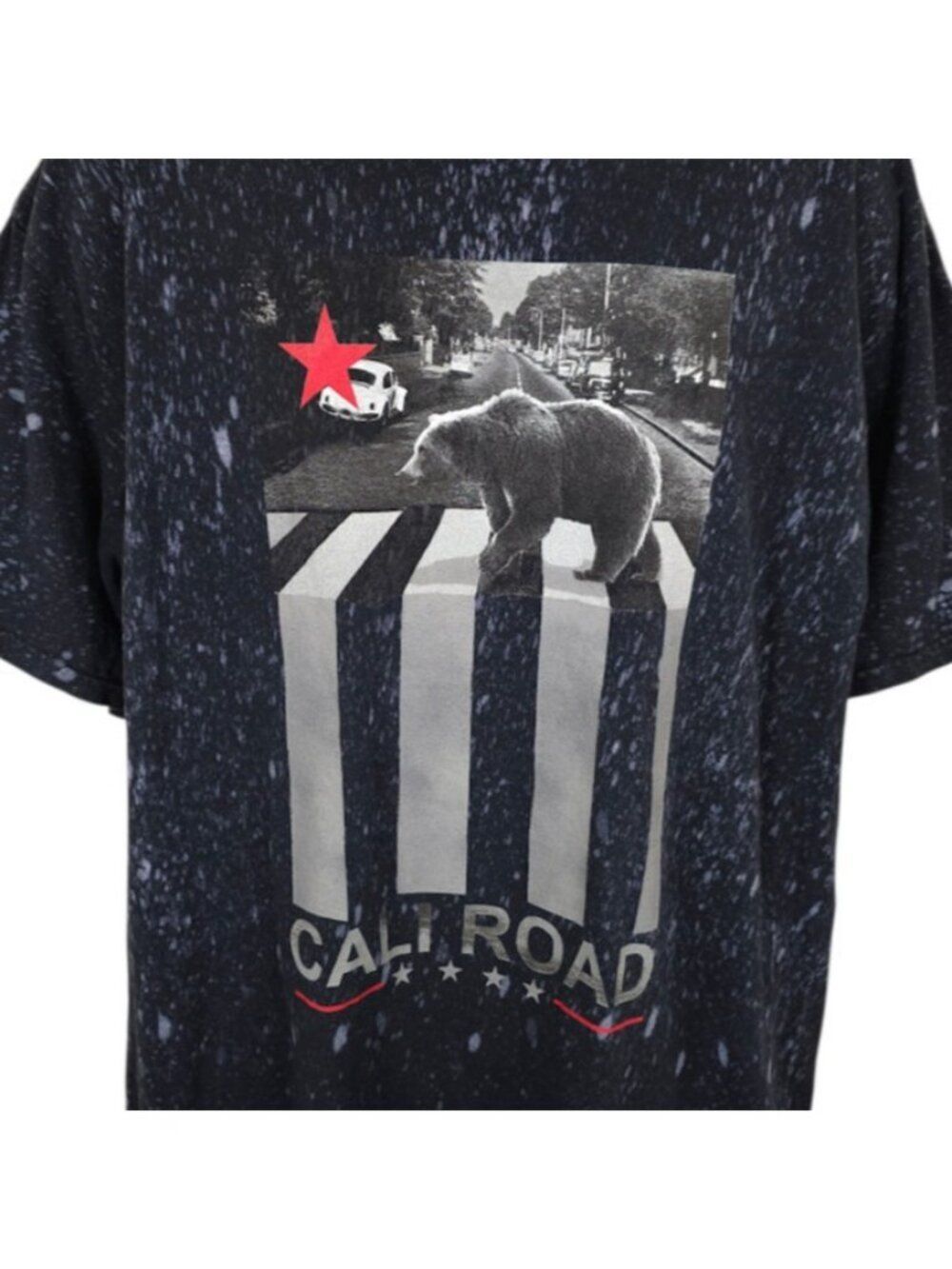 California Republic Bear T Shirt Mens Size Large Black Cali Road OVERSIZED Fit